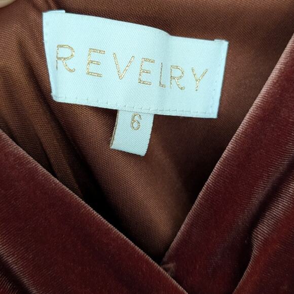 Revelry Vera Velvet V neck Long Sleeve Front Slit Wrap Maxi Dress, size 6 - Picture 4 of 10